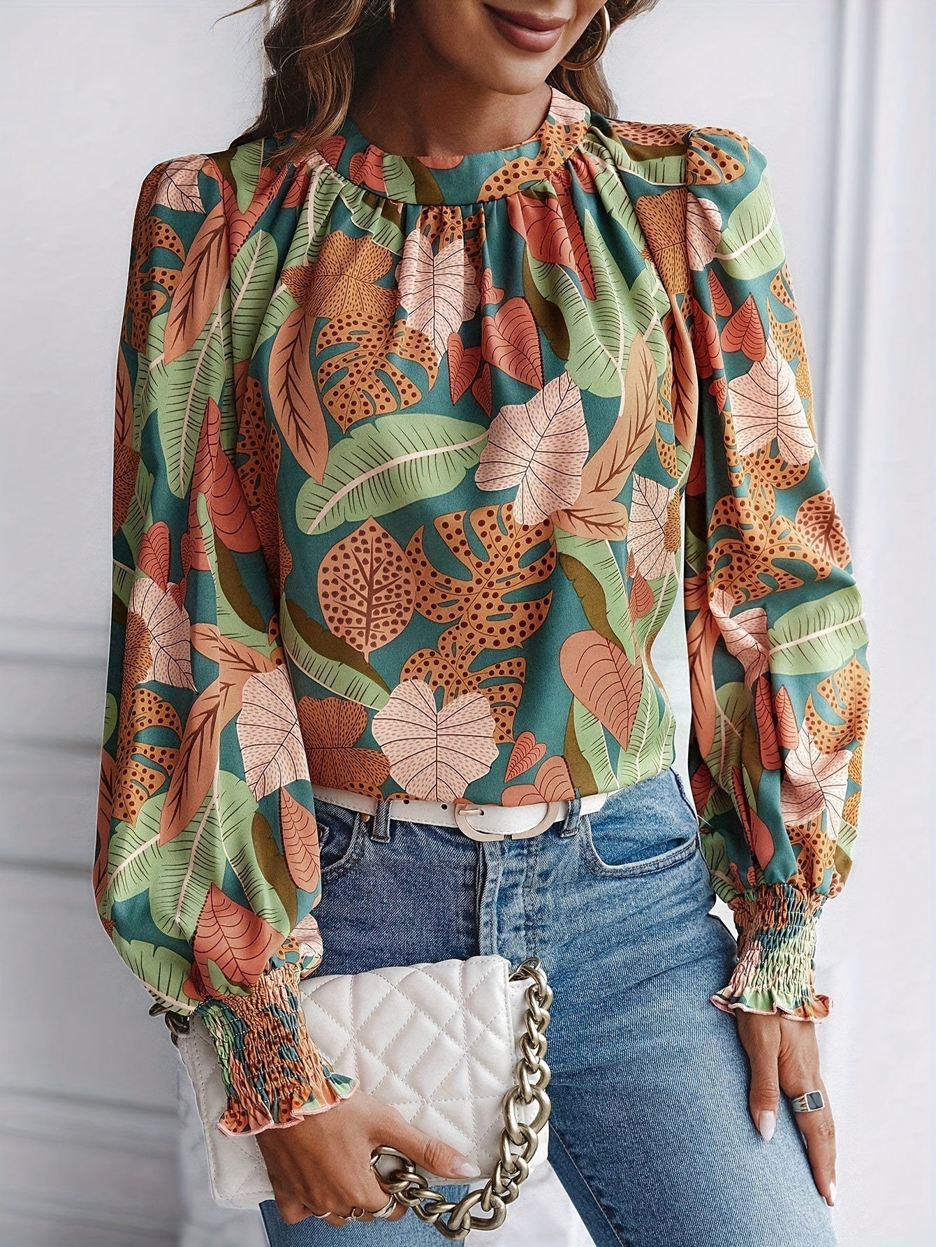 Isla™ | Tropical Print Smocked Blouse