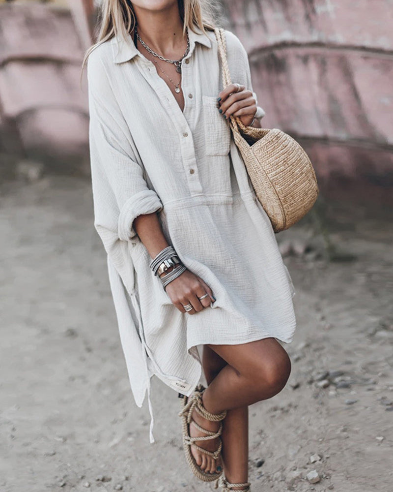 Deborah - Cotton Blend Shirt Dress