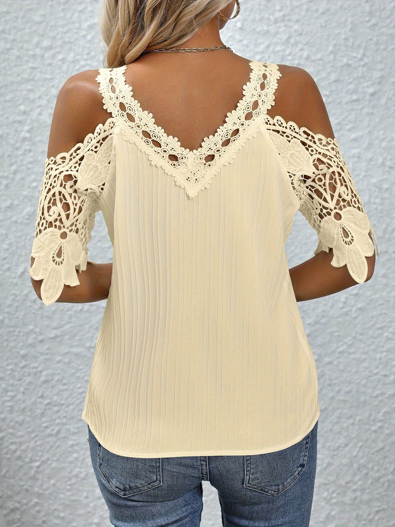 Charlotte™ | Lace Cold Shoulder V-Neck Blouse