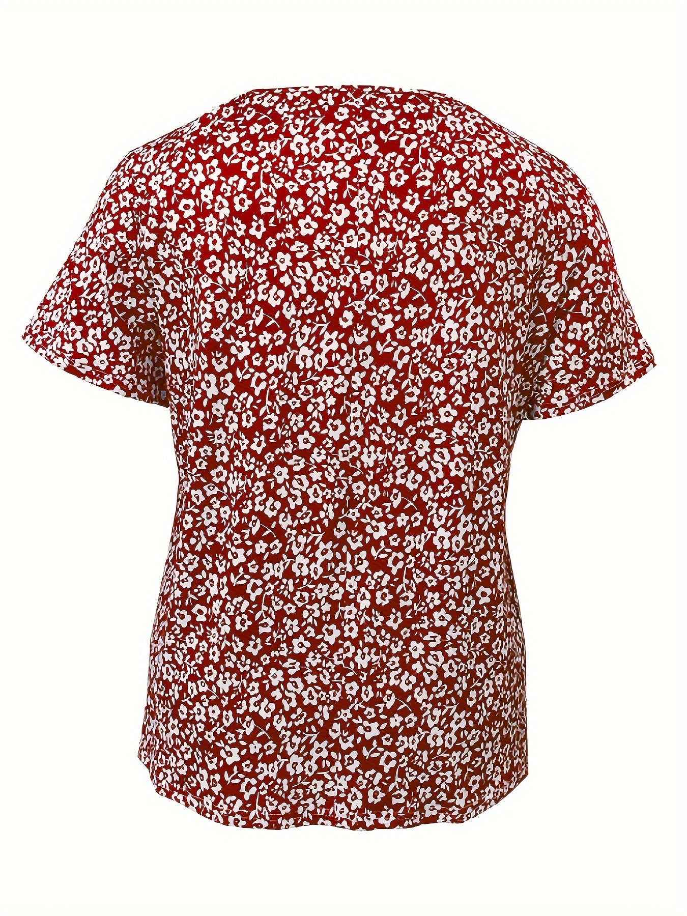 Ella™ | Floral Print Ruched Crew Neck T-Shirt