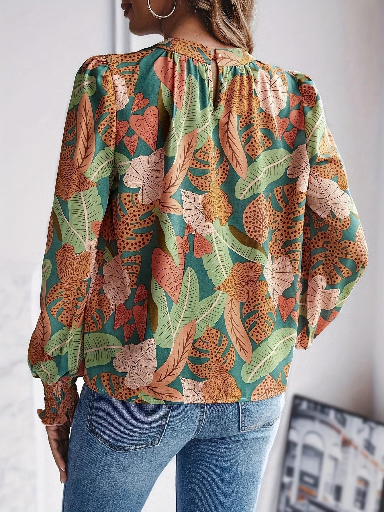 Isla™ | Tropical Print Smocked Blouse